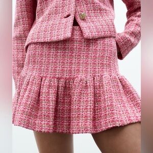 ZARA Pink Tweed Mini Skort – Size M